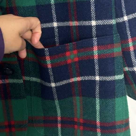 Vintage Pendleton 100% Virgin Wool Green Plaid Winter Plaid Wool Blazer Size 8 - Picture 7 of 11